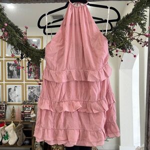 Lovers + Friends Pink Ruffle Backless Dress